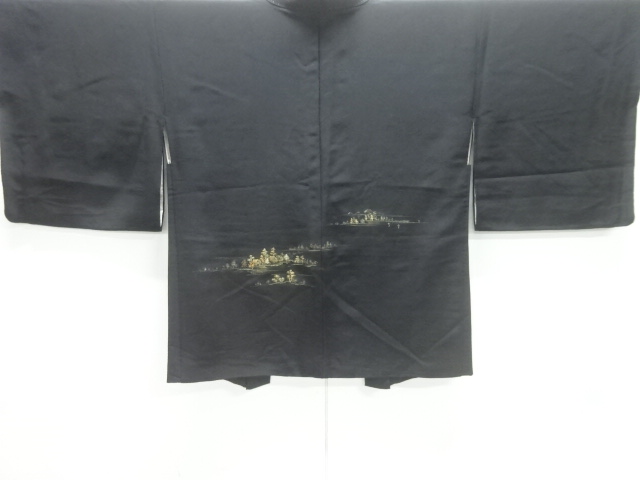 家屋風景模様織出し絵羽織